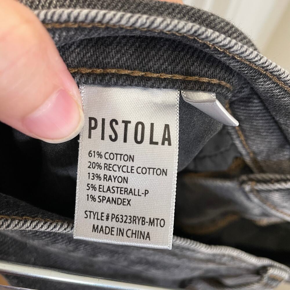 Pistola Cassie Super High Rise Cropped Jeans Charcoal Gray Distressed Stretch 26 - Picture 4 of 7